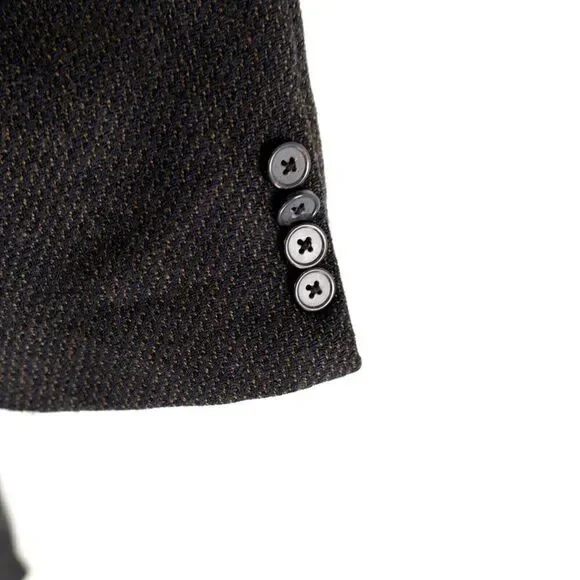 Joseph‎ Abboud Soft Tweed Wool Blue Black Tan Check 3 Button Sport Coat 44R